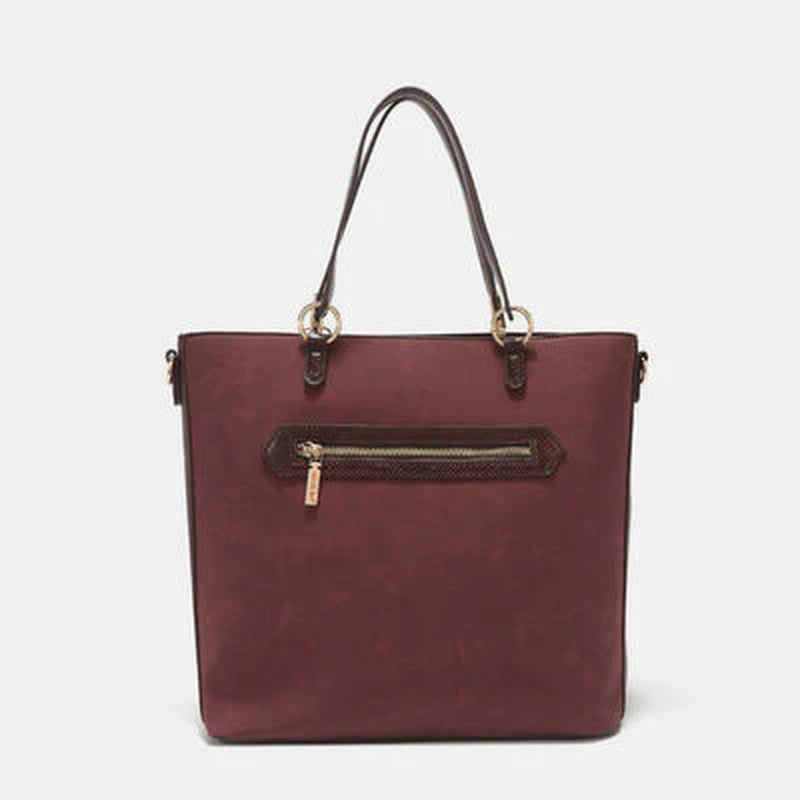Nicole Lee USA Metallic Stitch Embroidered Rhinestone Tote Bag