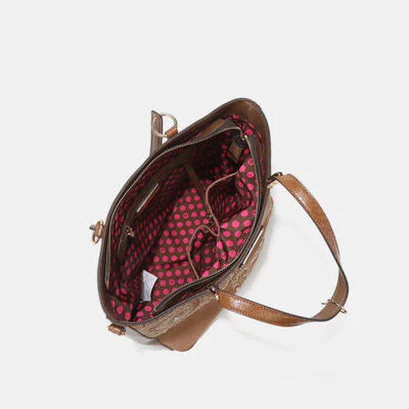 Nicole Lee USA Metallic Stitch Embroidered Rhinestone Tote Bag