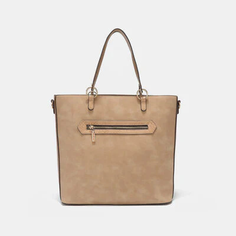 Nicole Lee USA Metallic Stitch Embroidered Rhinestone Tote Bag